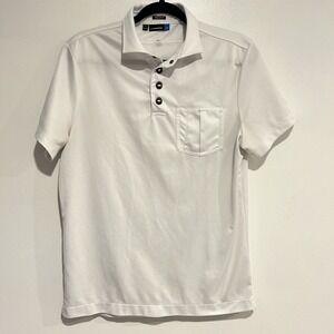 J. Lindbergh Polo Shirt Men Size Med White Short Sleeve Casual Adult Golf Work